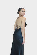 Serena Satin Maxi Dress - Black