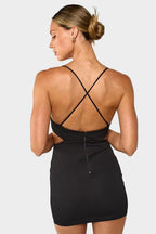 The Mira Side-Cutout Mini Dress - Black