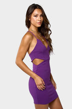 The Mira Side-Cutout Mini Dress - Purple