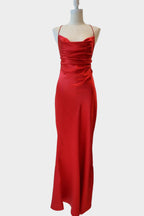 Serena Satin Maxi Dress - Red