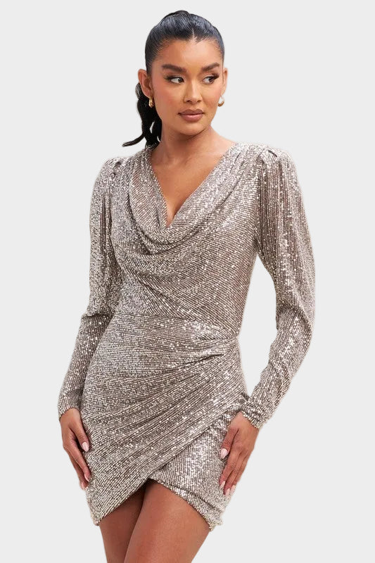 Celeste Sequin Mini Dress - Silver Main image