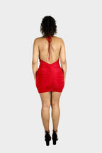 The Serena Cowl Halter Mini Dress - Red