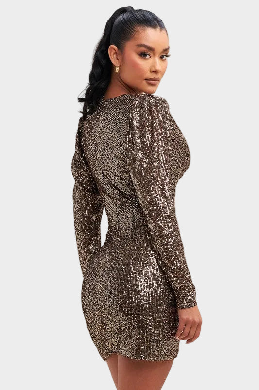 Celeste Sequin Mini Dress - Gold Secondary image
