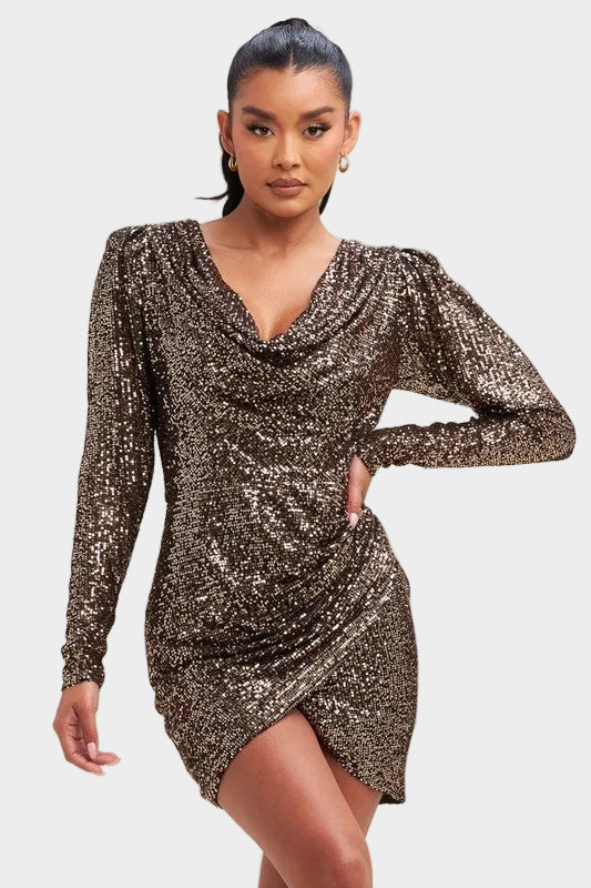 Celeste Sequin Mini Dress - Gold Main image