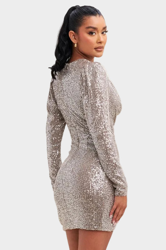 Celeste Sequin Mini Dress - Silver Secondary image
